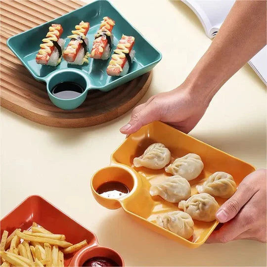Dumpling Plate with Sauce Dish (Pack Of 4)